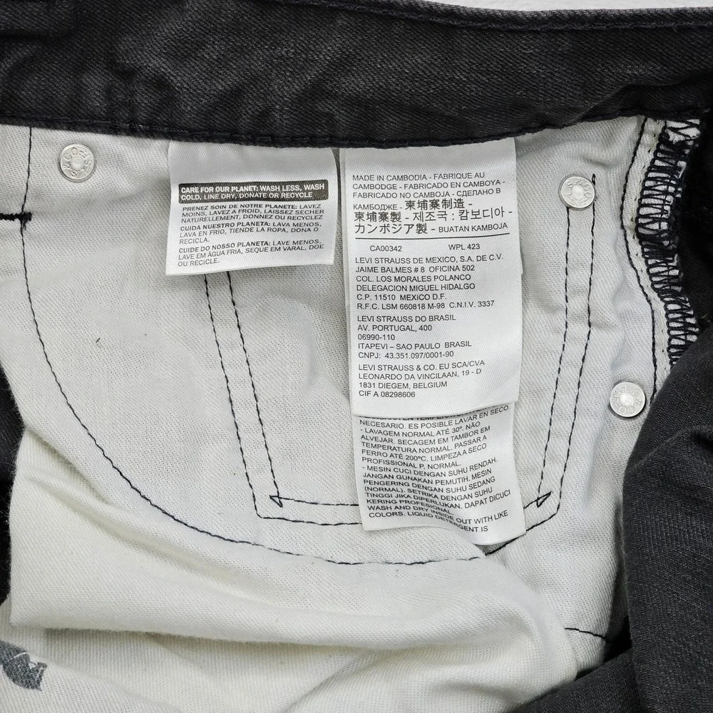 Levi's 505 Jeans Mens 36x32 Black Faded‎ Regular Straight White Tab Denim Skater